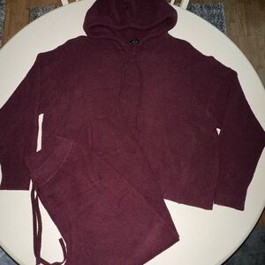 Express Maroon Hooded Sweater & Pants Sweater LARGE Pants MEDIUM!!